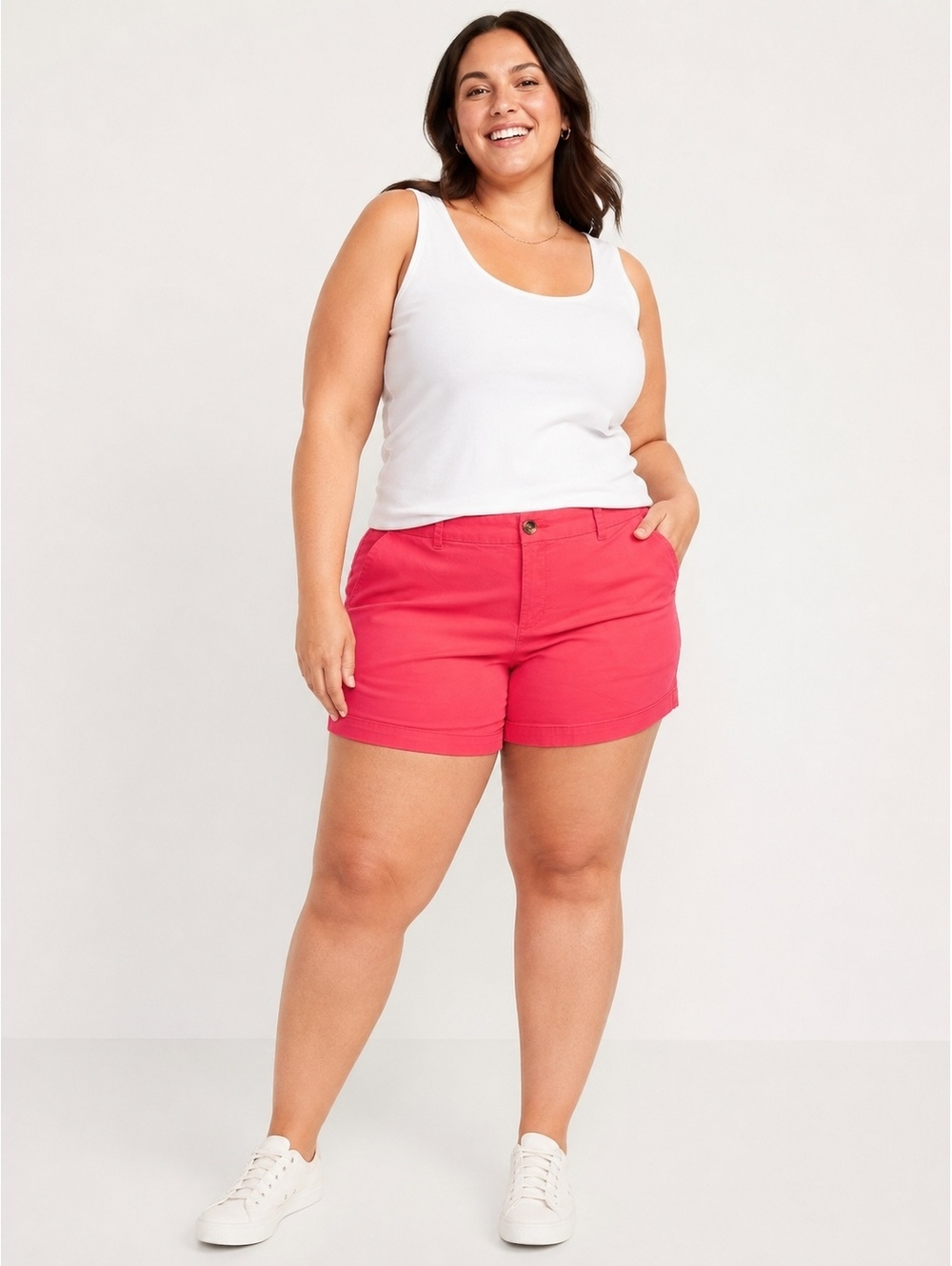 Old Navy Everyday Mid Rise Chino Shorts Pink Coral Women’s Size 16 (Estimated)